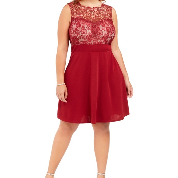 Love Squared Junior’s Burgundy Cocktail Dress 1X